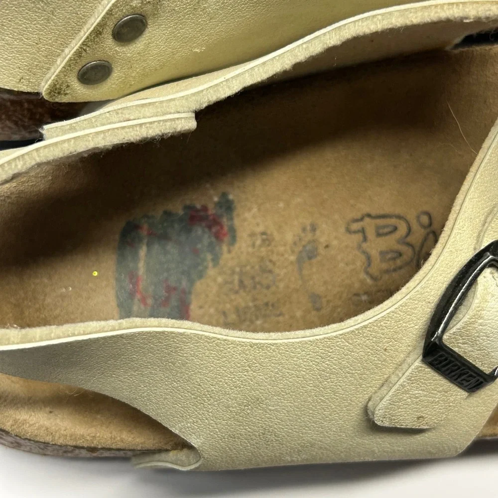 Birki's Milano Sandals Cream Men 8 EU 41 Backstrap Cork Footbed Comfort